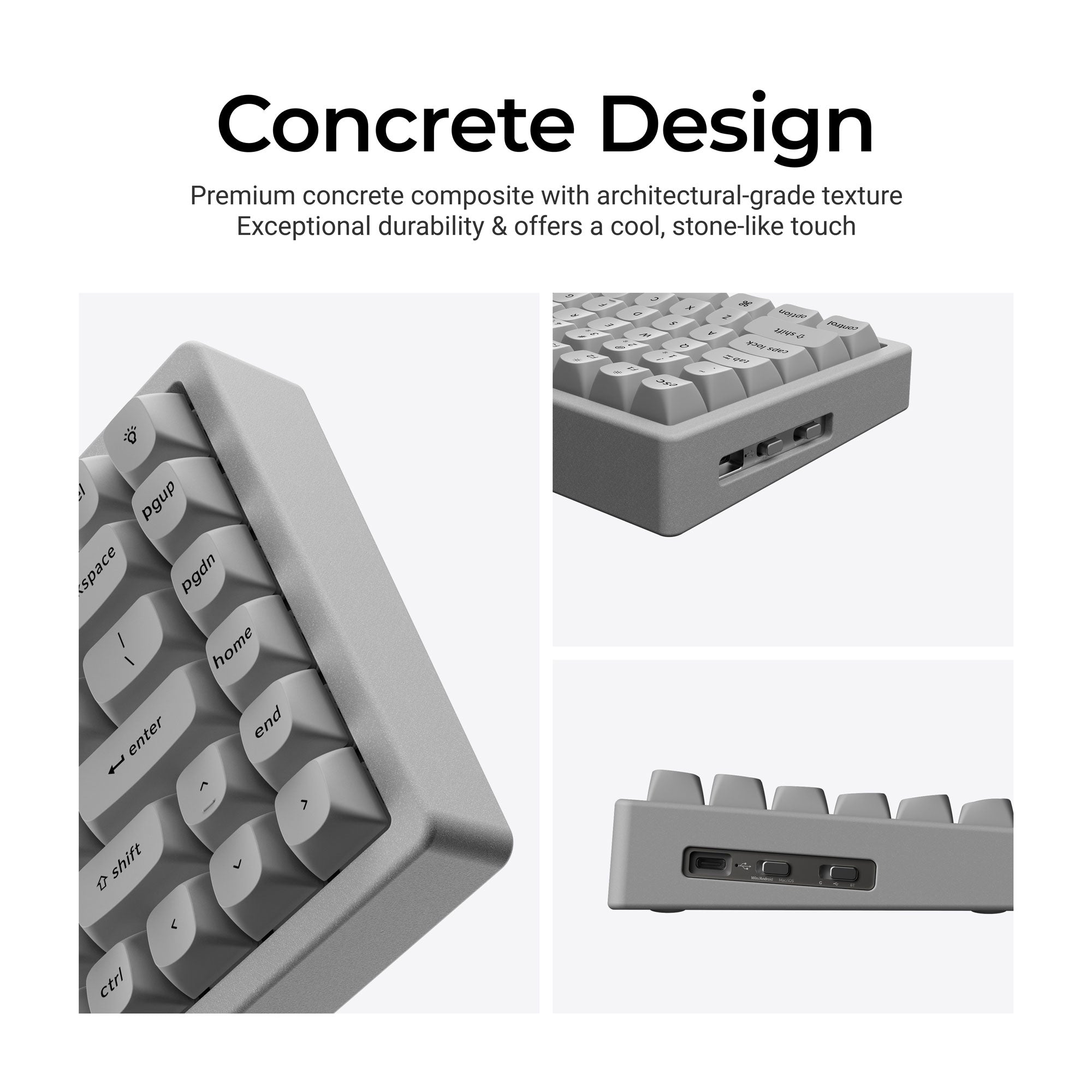Keychron K2 HE Wireless Magnetic Switch Custom Keyboard - Concrete Edition - Image 5